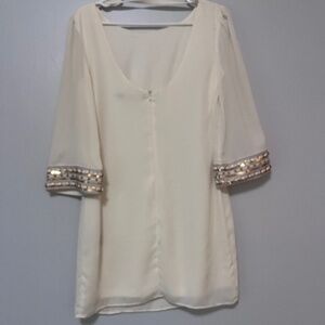 Cream and Gold Accent Cocktail Dress Size Small